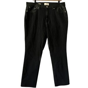 Universal Thread Women 16 Black Denim Pants Faux Leather Waistband Mid Rise Slim